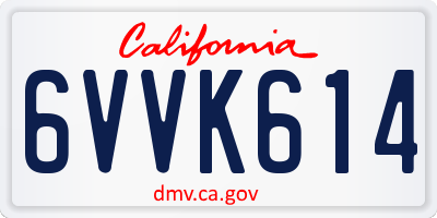 CA license plate 6VVK614