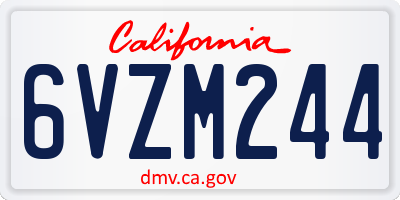 CA license plate 6VZM244