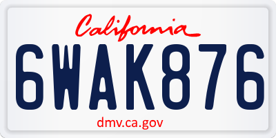 CA license plate 6WAK876