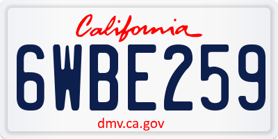 CA license plate 6WBE259