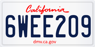CA license plate 6WEE209