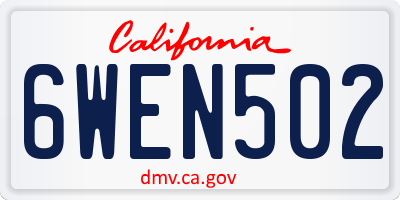 CA license plate 6WEN502