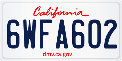 CA license plate 6WFA602