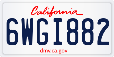 CA license plate 6WGI882