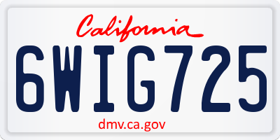 CA license plate 6WIG725