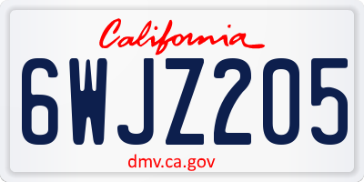 CA license plate 6WJZ205