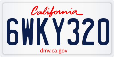 CA license plate 6WKY320