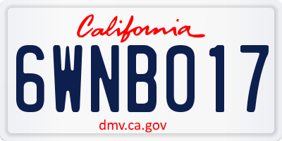 CA license plate 6WNB017