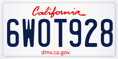 CA license plate 6WOT928