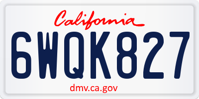 CA license plate 6WQK827