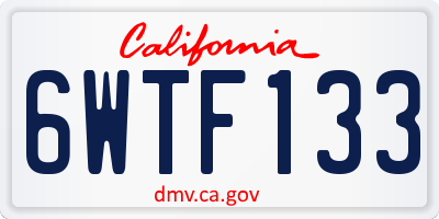 CA license plate 6WTF133