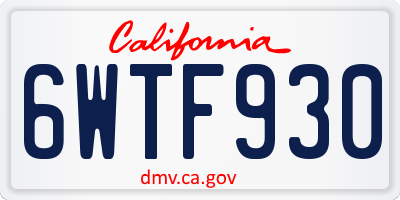 CA license plate 6WTF930