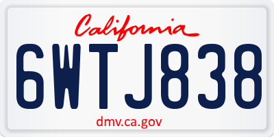 CA license plate 6WTJ838