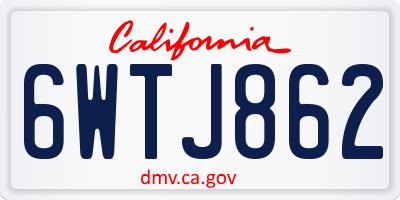 CA license plate 6WTJ862