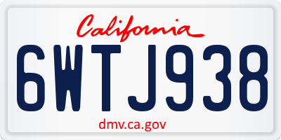 CA license plate 6WTJ938