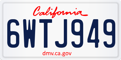 CA license plate 6WTJ949