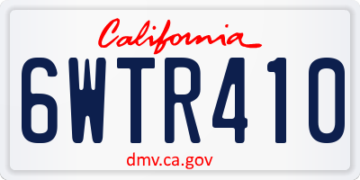 CA license plate 6WTR410