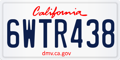 CA license plate 6WTR438