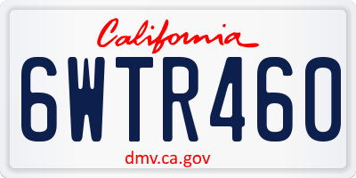 CA license plate 6WTR460