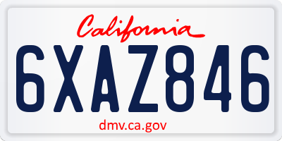 CA license plate 6XAZ846