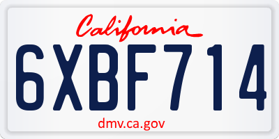 CA license plate 6XBF714