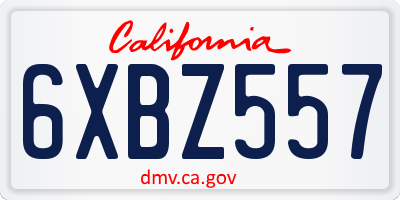 CA license plate 6XBZ557