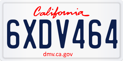 CA license plate 6XDV464