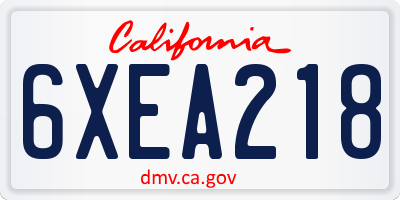 CA license plate 6XEA218