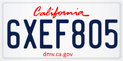 CA license plate 6XEF805