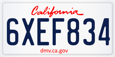 CA license plate 6XEF834
