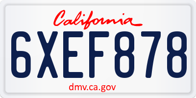 CA license plate 6XEF878