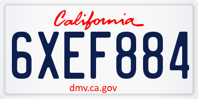 CA license plate 6XEF884