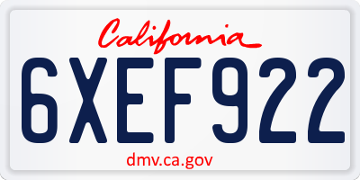 CA license plate 6XEF922