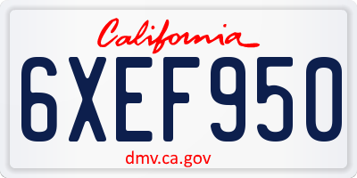 CA license plate 6XEF950