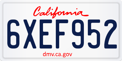 CA license plate 6XEF952
