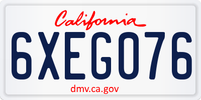 CA license plate 6XEG076