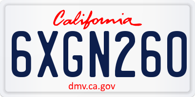 CA license plate 6XGN260