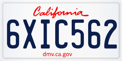 CA license plate 6XIC562