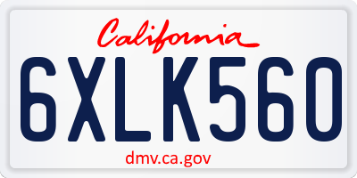 CA license plate 6XLK560