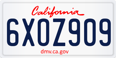 CA license plate 6XOZ909
