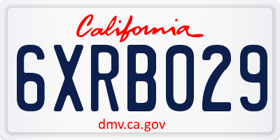 CA license plate 6XRB029