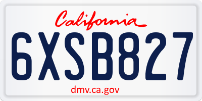 CA license plate 6XSB827
