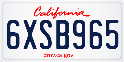 CA license plate 6XSB965