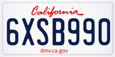 CA license plate 6XSB990