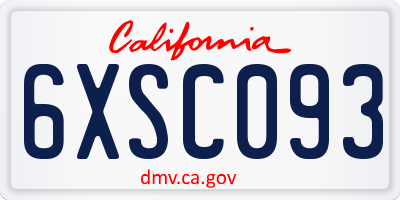 CA license plate 6XSC093