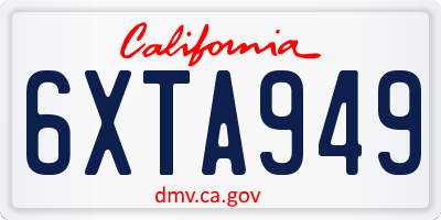 CA license plate 6XTA949