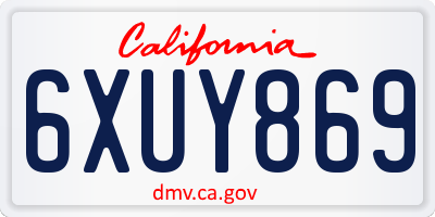 CA license plate 6XUY869