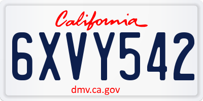 CA license plate 6XVY542