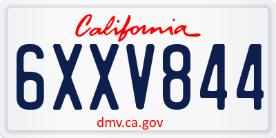 CA license plate 6XXV844
