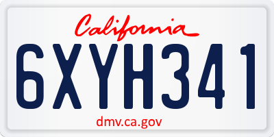CA license plate 6XYH341